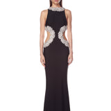 Camila Black Rhinestone Cutout Gown