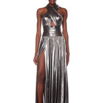 Florence Halterneck Silver Gown - BRONX AND BANCO