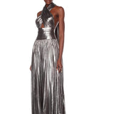 Florence Halterneck Silver Gown - BRONX AND BANCO