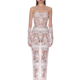 Paris Maraya Blanc Lace Maxi Dress