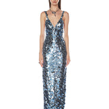 Allegra Ocean Blue Sequin Maxi Dress