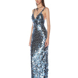 Allegra Ocean Blue Sequin Maxi Dress