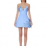 Emma Powder Blue Floral Mini Dress