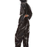 Look 8: Cropped Patent Jacket with Faux Fur Lining + Vegan Patent Leather Horseshoe Trouser