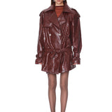 Look 16: Vegan Croc Embossed Burgundy Oversized Jacket