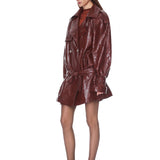 Look 16: Vegan Croc Embossed Burgundy Oversized Jacket