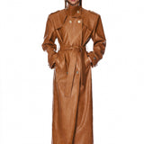 Look 6: Vegan Camel Leather Trench Coat