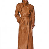 Look 6: Vegan Camel Leather Trench Coat