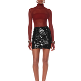 Gaia Black Sequin Mini Skirt - Sample