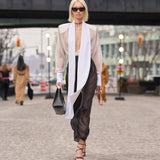 Look 5: Long Sleeve Sheer Blouse with Tie + Organza Pant