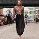 Look 23: Zebra Chiffon High Neck Blouse + Chiffon Pants