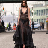 Look 41: Sleeveless V-Neck Organza Gown