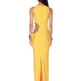 Camila Yellow Rhinestone Cutout Maxi Dress