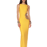 Camila Yellow Rhinestone Cutout Maxi Dress