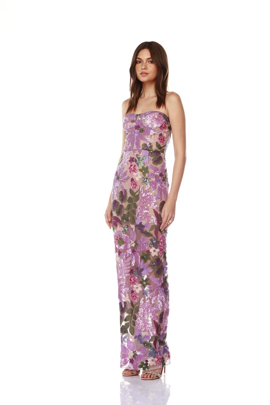 Dahlia Lilac Multi Strapless Gown - Pre Order - BRONX AND BANCO