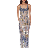 Dahlia Baby Blue Multi Maxi Dress With Straps