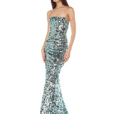 Farah Blue Strapless Gown