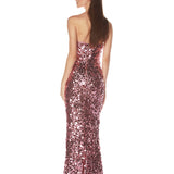 Farah Blush Sequin Strapless Gown