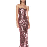 Farah Blush Sequin Strapless Gown