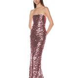 Farah Blush Sequin Strapless Gown