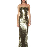 Farah Gold Sequin Strapless Gown