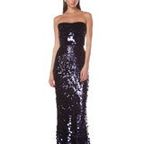 Farah Navy Multi Sequin Strapless Gown