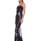 Farah Navy Multi Sequin Strapless Gown