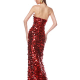 Farah Red Strapless Gown