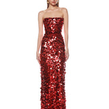 Farah Red Strapless Gown