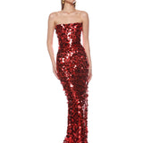 Farah Red Strapless Gown