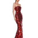 Farah Red Strapless Gown