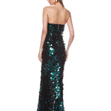 Farah Teal Strapless Gown