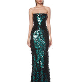 Farah Teal Strapless Gown