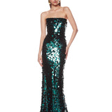 Farah Teal Strapless Gown