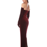 Florentina Burgundy Strapless Velvet Gown