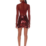 Gaia Red Sequin Mini Skirt - Sample
