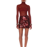 Gaia Red Sequin Mini Skirt - Sample
