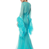 Geisha V-Neck Teal Gown