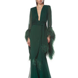 Geisha V-Neck Green Gown