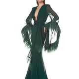 Geisha V-Neck Green Gown
