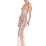Giselle Embellished Silver Gown