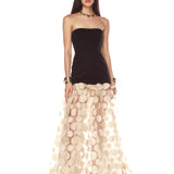 Harper Strapless Black and Beige Gown