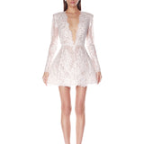 Isabella Long Sleeve White Mini Dress