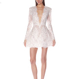 Isabella Long Sleeve White Mini Dress