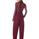 Gaia Mesh Burgundy Long Sleeve Bodysuit