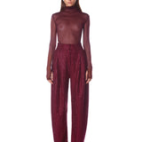Gaia Mesh Burgundy Long Sleeve Bodysuit