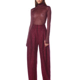 Gaia Mesh Burgundy Long Sleeve Bodysuit