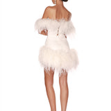 Lola Blanc Strapless Feather Mini Dress