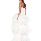 Louisa Blanc Strapless Feather Gown