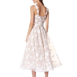 Mademoiselle Embroidered White Floral Midi Dress